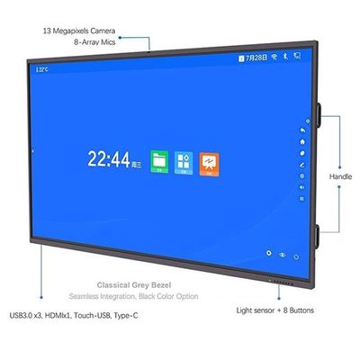 4K 65 дюймов 16:9 Интерактивная ЖК-карта Инфракрасный / Капацитивный сенсор для умного образования