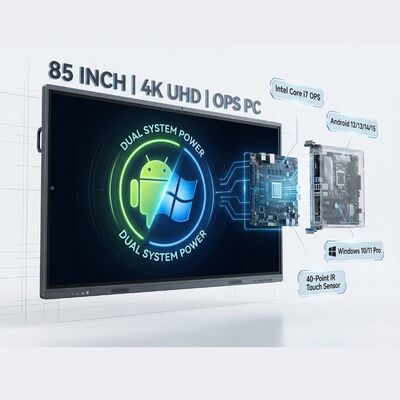 Интерактивный сенсорный экран 85 дюймов с процессором RK3588 Octa Core и 16 ГБ оперативной памяти для высокоскоростной работы